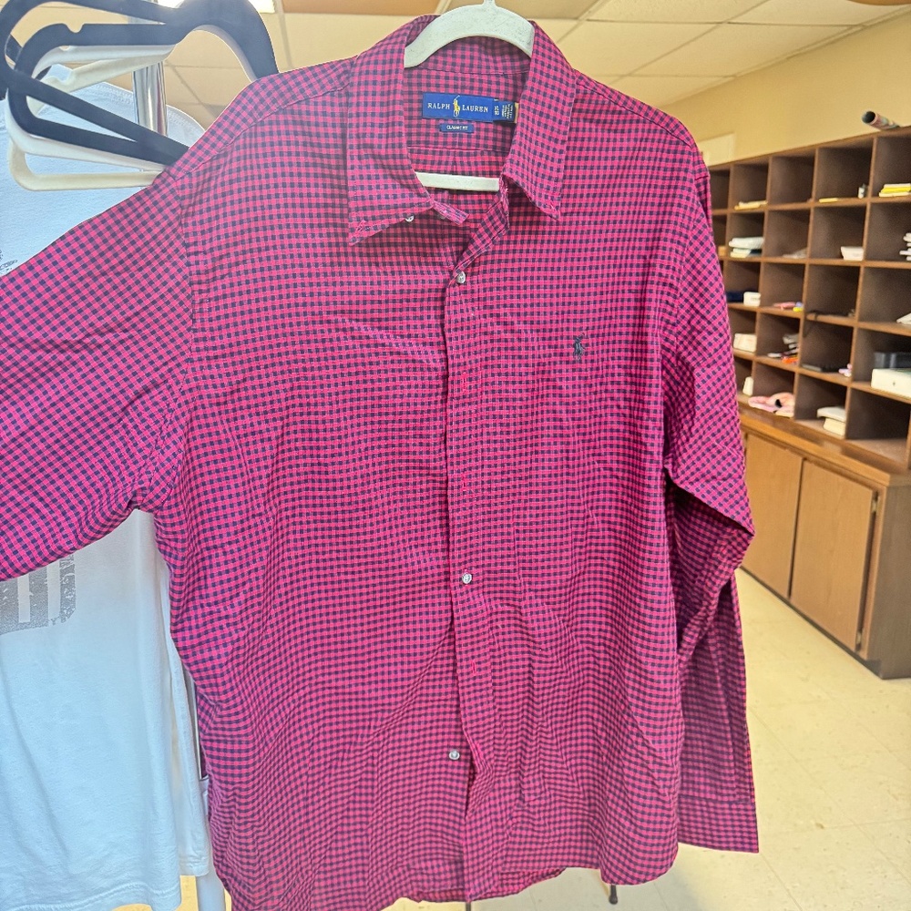 Polo Ralph Lauren Men's Classic Fit Long Sleeve Gingham Check Shirt Red XL
